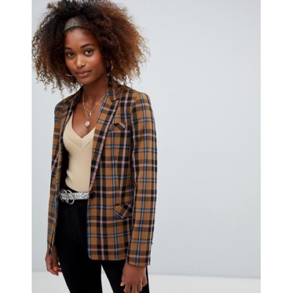 Bershka Jackets & Blazers - Bershka Plaid Blazer Jacket